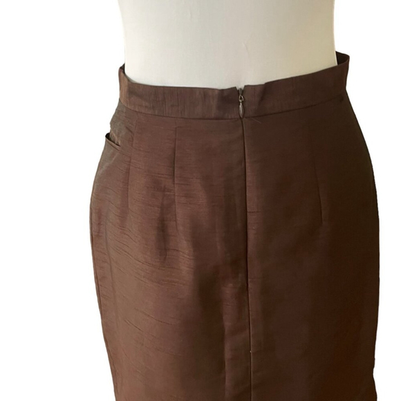 Harve Bernard Brown Satin Pencil Skirt Size 6 - Picture 4 of 8